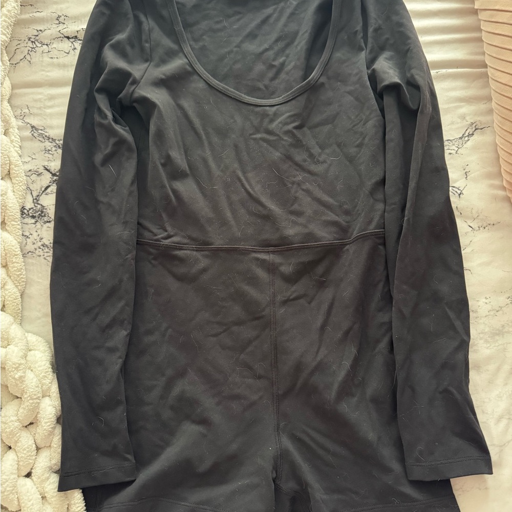 Wilfred Black Long-Sleeve Scoop-Neck Romper